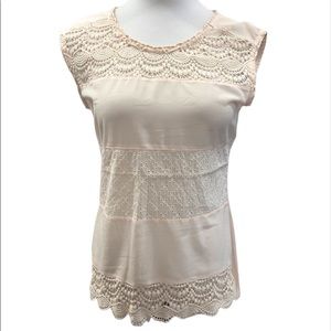The Limited Crochet Lace Mixed Media Shell Top
